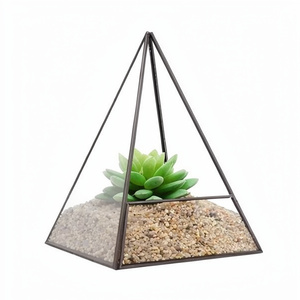 Stylish Black Iron and Glass Metal Black Finished Terrarium Fancy Modern Hot Selling Highest Quality Glass & Crystal <b>Vases</b> - Product Image 1