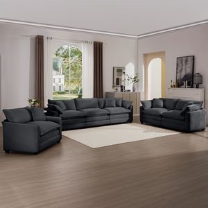 Divano Componibile a 3 Pezzi Confortevole e Oversize, Un Divano Singolo e Due Divani a Due Posti per Soggiorno - Product Image 4
