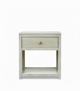 Modern Gray New Zealand <b>Pine</b> Wood Nightstand with One Drawer for Farmhouse & Hotel Bedroom or Living Room Home Furniture Use - Product Image 4