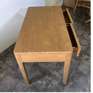 Console moderne en bois massif teck avec deux tiroirs, rectangulaire, pour entrée, couloir, salon, meubles en gros - Product Image 4
