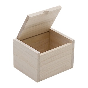 Usine directe meilleur prix grande boîte de rangement en bois non peint boîte-cadeau déco créative organisation de la maison en bois massif contreplaqué artisanat - Product Image 5