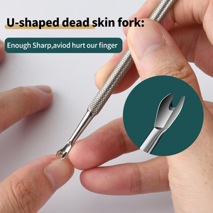 Stainless Steel Double Ended <b>Cuticle</b> Pusher Manicure Pedicure Nail <b>Tool</b> with Texture Grip Rainbow Finish - Product Image 5