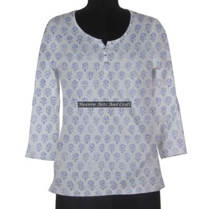 Short Dress Hand <b>Block</b> <b>Print</b> Kurtis Casual Dresses Latest Designs 2025 Summer Dress Hand <b>Block</b> Printed Cotton Kurti - Product Image 1