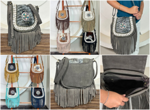 New Personalized Designer Hand Tooled Genuine Leather Fringe Crossbody Bag Suede Leather <b>Shoulder</b> Handbag Perfect for Women's - Product Image 3