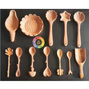 Cuchara de Madera Hecha a Mano con Forma de Abeja para Niños, Madera de Acacia Roja Natural, Alimentación de Bebés, Ecológica, Chapada en Oro, Mango Largo - Product Image 2
