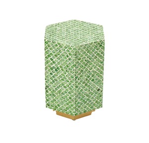 Sgabelli Esagonali Verdi con Mosaico in Madreperla, Tavolino Artigianale per Arredamento Soggiorno e Camera da Letto - Product Image 4