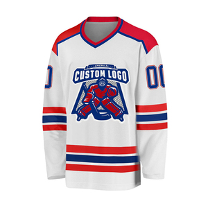 Jersey de Hockey sobre Hielo Personalizado para Hombre, Manga Larga, Azul Marino, Rojo y Blanco, Logotipo Sublimado en la Parte Delantera, Poliéster que Absorbe la Humedad, Corte Regular, Invierno - Product Image 4
