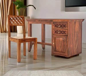 Traditional Wooden Office <b>Desk</b> with Side Cabinet | Executive <b>Computer</b> Table | B2B Wholesale Furniture India - Product Image 1