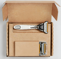 Boîte en carton brun écologique de luxe, laminage mat, matériaux recyclés, emballage personnalisé pour lames de rasoir, cadeau réutilisable