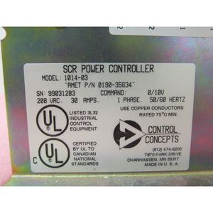 คอนเซ็ปต์การควบคุม 1014-03 AMAT 0190-35634, SCR - อุปกรณ์และชิ้นส่วนเซมิคอนดักเตอร์มืออาชีพที่เชื่อถือได้ทั่วโลก - Product Image 6