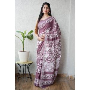 Elegante Saree de Algodón y Lino Tejido a Mano con Blusa de Lino y Pallu Estampado, Ropa Étnica Tradicional para Mujer - Product Image 4