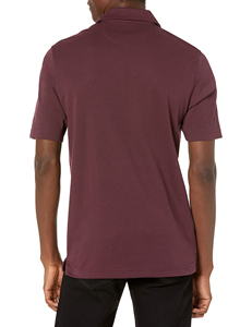 Polo piqué uni à manches courtes pour homme, coupe classique, bordeaux, en coton, décontracté, respirant, style tricoté 2026 - Product Image 3