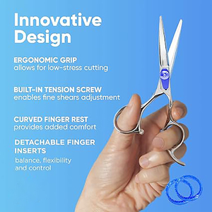 Ciseaux de coiffure professionnels MasterCraft pour barbiers, en acier japonais de qualité supérieure, ciseaux à effiler ergonomiques à lame décalée - Product Image 5
