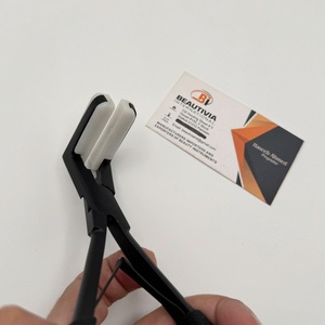 Pince à presser professionnelle pour extensions de cheveux, en acier inoxydable noir mat, personnalisable avec le nom de la marque, outils pour extensions de cheveux - Product Image 3