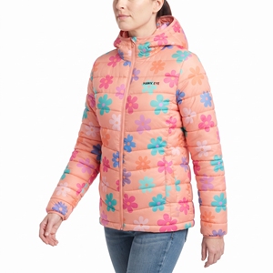 Chaqueta Acolchada con Cinturón y Capucha para Mujer, Diseño Floral, Abrigo de Invierno, Sublimación, Cálida, Acolchada, Informal, para Exteriores, Nueva - Product Image 3