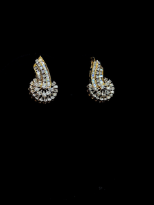Designer floral cluster <b>stud</b> <b>earrings</b> with pear and baguette lab created diamonds in sterling <b>silver</b> or solid gold elegant style - Product Image 5