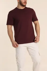 T-shirt à manches courtes pour homme, col rond, couleur unie, coupe classique, en jersey de coton, décontracté - Product Image 5