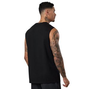 Camiseta Deportiva sin Mangas para Hombre, Negra, Cuello Redondo, Algodón, Logotipo Estampado, para Gimnasio, Entrenamiento, Fitness, Ropa Deportiva - Product Image 2