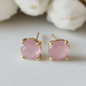 ต่างหูพลอยสีชมพูทรงกลม 10 มม. เงินแท้ 925 ชุบทอง 18K เรียบง่ายและมีสไตล์ เครื่องประดับมินิมอล - Product Image 4