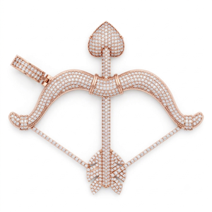SHRAMAN DIAMOND Colgante de Plata 925 con Piedra Natural, Estilo Hip Hop, Flecha de Cupido Personalizada con Baño de Oro Blanco y Rosa, Regalo Moderno - Product Image 3