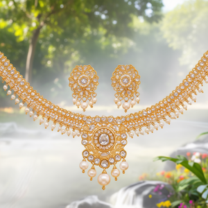 Juego de Joyería de Moda Jewelemarket 10575500WH, Collar de Perlas y Cuentas con Piedras Kundan - Product Image 3
