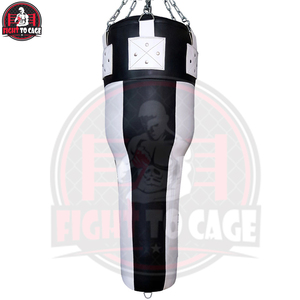 White Black Color Durable Leather Heavy-Duty EPE Filled Shock Absorption Tear Resistant <b>Boxing</b> Angle Uppercut Punching Bag - Product Image 2