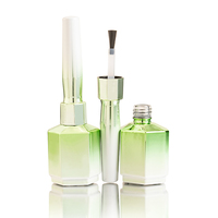 Flacon en verre de 12 ml pour vernis gel UV, avec pinceau, personnalisable avec logo, finition électrolytique verte, emballage de luxe