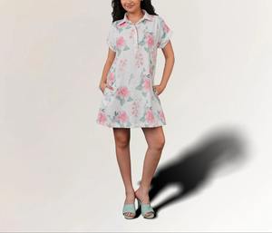 Vestido Camisero Floral de Lino y Algodón de Primera Calidad para Uso en Resorts y Moda Diaria, Disponible para Exportación desde India - Product Image 3