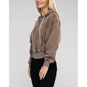 Autumn Casual Women's 100% Wool <b>Cardigan</b> Jacket Winter Loose Knit Pullover with Zip-up Hoodie Custom Logo Embroidered Printed - Product Image 5
