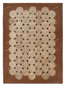 <b>Modern</b> Jute Braided Area <b>Rug</b> Rectangle Geometric Circle Motif Flat Weave Thin Flat Pile <b>Living</b> <b>Room</b> <b>Rug</b> <b>Modern</b> Style Jute <b>Rugs</b> - Product Image 3