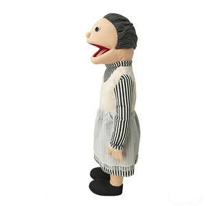 Marioneta de Mano Personalizada de Abuela Ventrilógica con Boca Móvil, Cuerpo Completo, Pelo de Hilo Gris, Estilo Vintage de Señora Mayor - Product Image 4