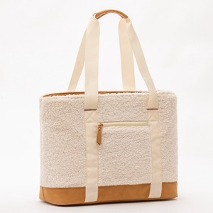 White Sherpa tote bag <b>large</b> capacity shoulder bag soft bag versatile design bag fashion casual bag - Product Image 3