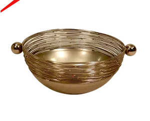 Aluminum Almond Shaped Design Serving Bowl with <b>Lid</b> Snacks and Dry Fruit Storage Jar for Table <b>Decor</b> Home Serving Food - Product Image 3