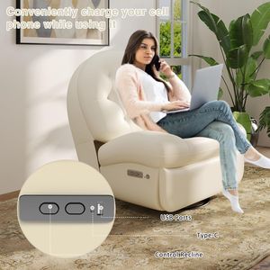 เก้าอี้ปรับเอนแบบหมุนขนาดใหญ่ PPL Power พร้อมพอร์ต USB Type-C และที่วางโทรศัพท์ โซฟาเดี่ยว ควบคุมด้วยปุ่ม - Product Image 5