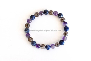 Pulseras de Cristal de Sodalita, Angelita y Calcedonia de Primera Calidad, con Diseño de Chakra del Tercer Ojo de 8mm, Feng Shui, Sagitario, Venta al por Mayor - Product Image 3