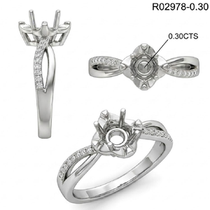 Hongkong แหวนหมั้นแบบกึ่งเมาท์สำหรับผู้หญิง18K สีขาวทองแท้ VS SI เพชร - Product Image 6