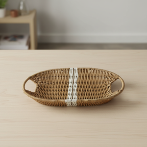 Yiqiang Cesta de Mimbre Tejida a Mano con Asas para Frutas, Bandeja de Almacenamiento para el Hogar y Sala de Estar, Cesta de Mimbre Tejida con Doble Asa - Product Image 3