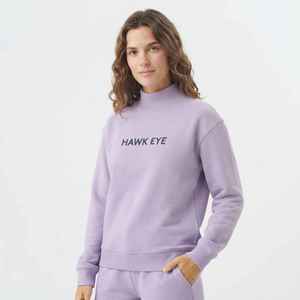 Sweat-shirt à col montant pour femme, couleur lilas, coupe classique, en molleton de coton, pull décontracté pour l'automne - Product Image 1