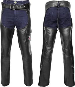Chaps en cuir pour hommes et femmes – Chaps de motard western en cuir de vachette pleine fleur de qualité supérieure, faits à la main - Product Image 1