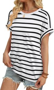 T-shirt pour femme, col en V, manches courtes, coupe classique, décontracté, été, respirant, toile 100% coton - Product Image 5