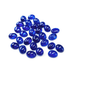 พลอยไพลินบลูแซฟไฟร์ธรรมชาติทรงรีขนาด 8x6 มม. แบบคาโบชอง  พลอยไพลินบลูแซฟไฟร์ธรรมชาติทรงเหลี่ยมสำหรับทำเครื่องประดับ - Product Image 4