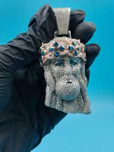 Hip Hop Jesus Head Custom VVS Moissanite Iced Pendant Diamond <b>Tester</b> Pass Religious Faith 925 Sterling Silver <b>Gold</b> Plated Luxury - Product Image 3