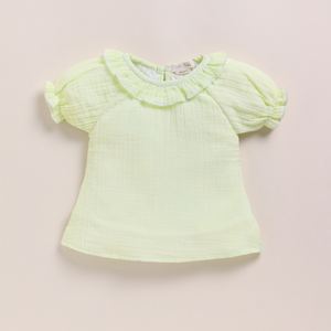 Premium Quality Organic Muslin Frill Top Set Pistachio for Cream Baby Clothing - Product Image 2