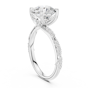 Anillo de compromiso con halo de diamantes cultivados en laboratorio de 4 quilates, corte Asscher y corte brillante redondo, de oro macizo de 14 quilates, certificado por IGI, moderno, para mujer - Product Image 4