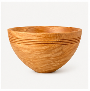 Bol à salade artisanal en bois naturel avec design côtelé perlé, décoration de table luxueuse et écologique pour hôtels et restaurants - Product Image 1