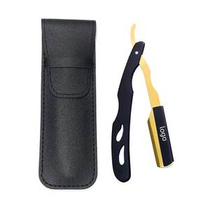 Morje Surgical <b>Single</b> <b>Blade</b> Stainless Steel <b>Razor</b> with Black Handle and Gold <b>Blade</b> for Barber Shop Use - Product Image 1