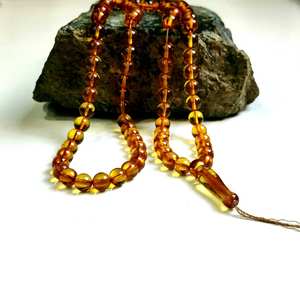Perles d'ambre baltique rondes authentiques, misbaha en pierre naturelle perlée, tasbeeh fait main, subha en résine unique, cadeau musulman pour l'Aïd - Product Image 3