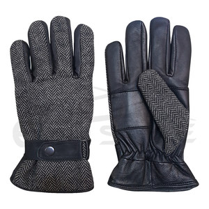 Gants en laine tweed et cuir, paume en véritable peau de mouton pour une utilisation durable en extérieur, gants d'hiver unisexes pour tous les jours, parfaits pour le froid - Product Image 1