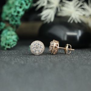 Pendientes de Lujo con Moissanita en Racimo Redondo, Plata de Ley 925, Chapados en Oro |   Pendientes con Aspecto de Diamante y Cierre de Rosca para Mujer, Venta al Por Mayor - Product Image 6