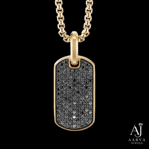 AARVA JEWELS Collier pendentif chien en argent plaqué or avec micro-pavé de zircon noir et breloque gravée avec nom, bijoux de fête hip-hop - Product Image 3